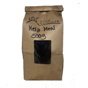 kelp meal in a paper bag